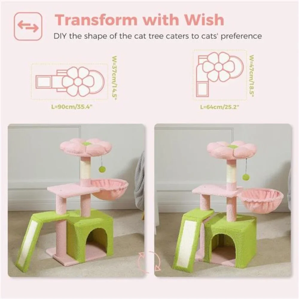 Flower Cat Tree Small Cat Tower Cat Condo with Sisal Scratc, 32''
